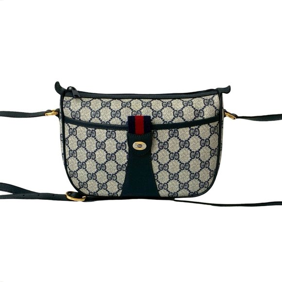 GUCCI Old Gucci Sherry Line GG Logo Hardware Leather Shoulder Bag Pochette Na... - Picture 1 of 10